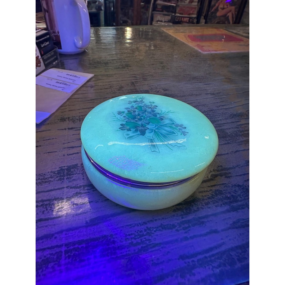 Vintage Italian Hand Painted UV Reactive Alabaster Trinket Box